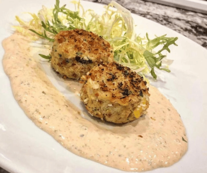 Crab Cakes in a Champagne Cream Sauce