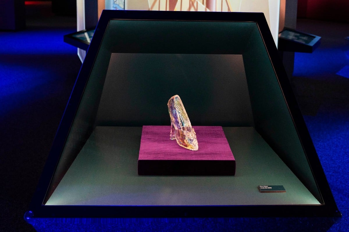 cinderella's glass slipper at disney 100 exhibit