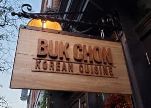 Sign outside Buk Chon Korean Cuisine in Philadelphia