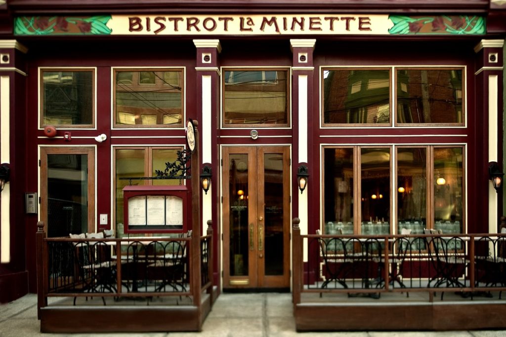 Exterior to French restaurant Bistro La Minette in Philadelphia